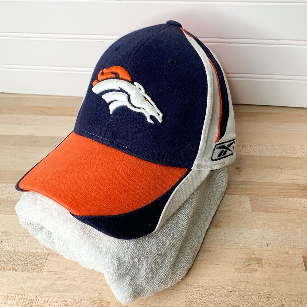 Reebok DENVER BRONCOS Fitted NFL Hat Navy/White/Orange OSFA